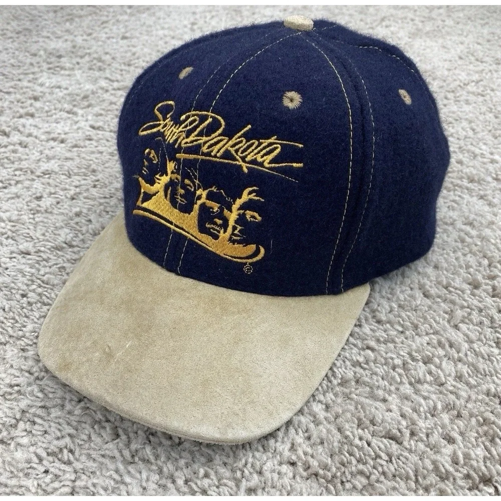 Mt. Rushmore Embroidered Hat South Dakota Blue Wool SnapBack Hat OSFM Suede Brim